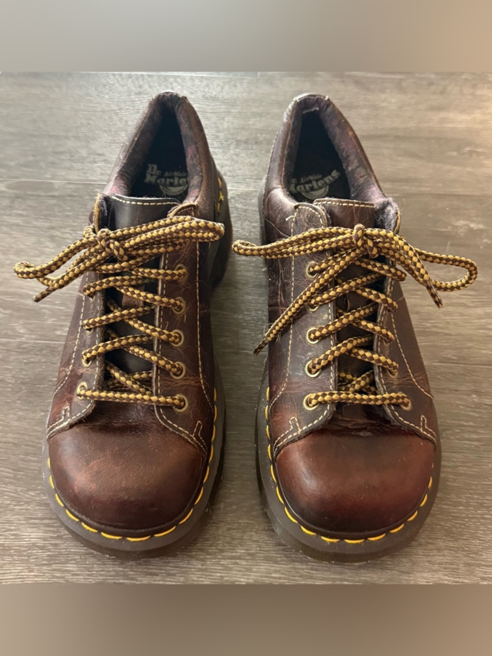 Womens DR . MARTENS Keani Brown Leather Lace-Up Oxfords sz 10